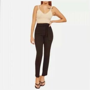 Reformation Kassia Black Tie Belt High Waist Ribbed Knit Pant